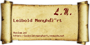 Leibold Menyhért névjegykártya